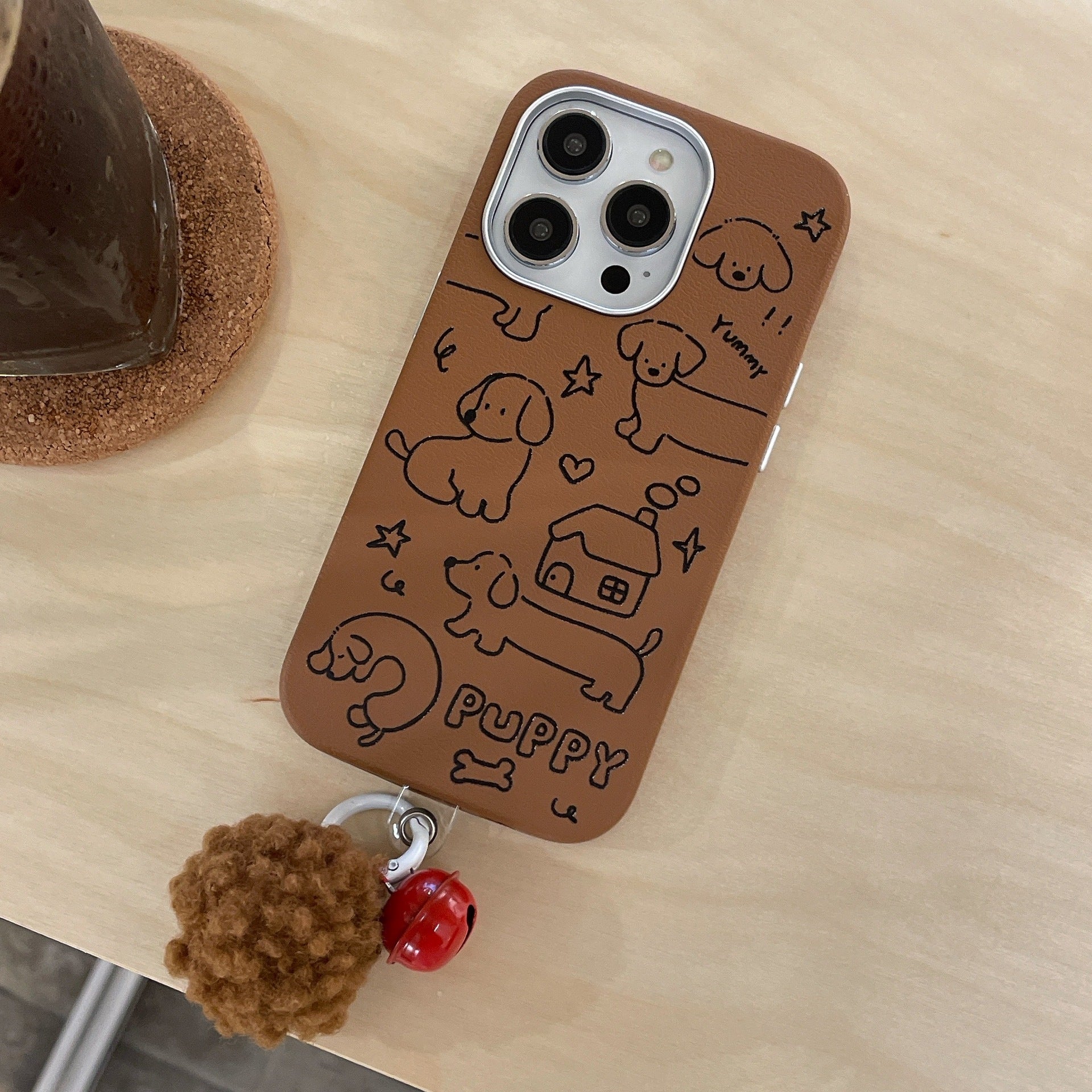 Cute Line Dog Phone Case for iPhone Non-Apple Compatible Cartoon Design - cute line dog phone case cartoon