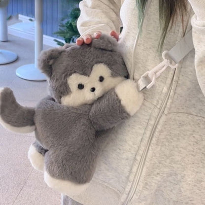 Cute Plush Doll Husky Backpack with Double Shoulder Connectors - plush doll husky backpack cute