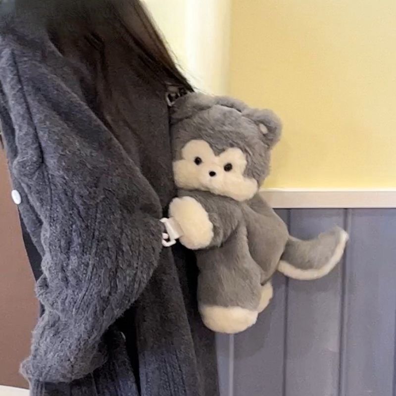 Cute Plush Doll Husky Backpack with Double Shoulder Connectors - plush doll husky backpack cute