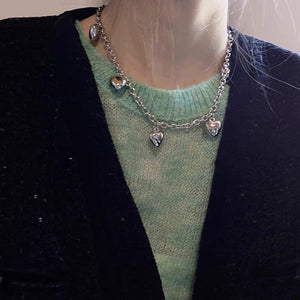 Unisex Heart Clavicle Chain Necklace with Electroplating Titanium Steel - Cute Punk for Women heart clavicle chain cute