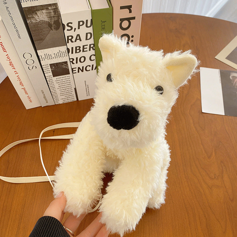 Cute Puppy Plush Bag Cartoon Shoulder Messenger with Mobile Phone Pocket - cute puppy plush bag cartoon shoulder