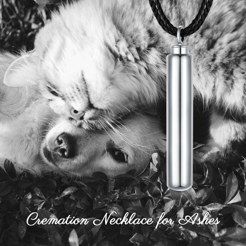 Cylinder Cremation Necklace Sterling Silver Urn Jewelry Dog Human Hair Memorial Pendant - Forever in My Heart Cylinder