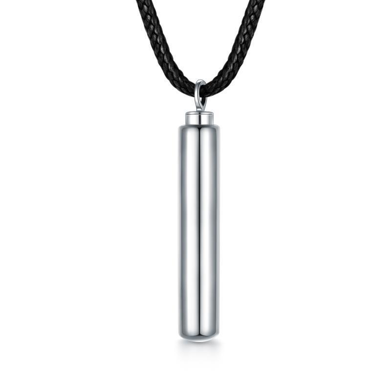 Cylinder Cremation Necklace with Removable Top for ashes or keepsakes - Forever in My Heart cylinder cremation necklace