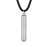 Cylinder Cremation Necklace Sterling Silver Urn Jewelry Dog Human Hair Memorial Pendant - Forever in My Heart Cylinder