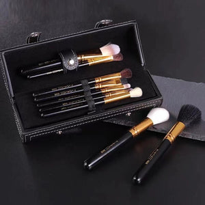 Cylindrical Wool Makeup Brush Set with Storage Box for Flawless Application - Teleplus cylindrical wool makeup brush set