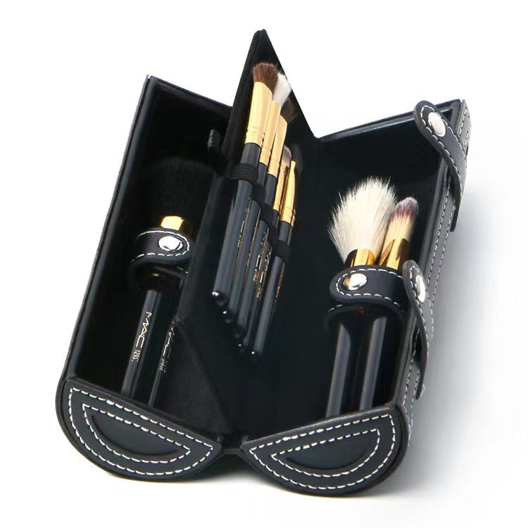 Cylindrical Wool Makeup Brush Set with Storage Box for Flawless Application - Teleplus cylindrical wool makeup brush set