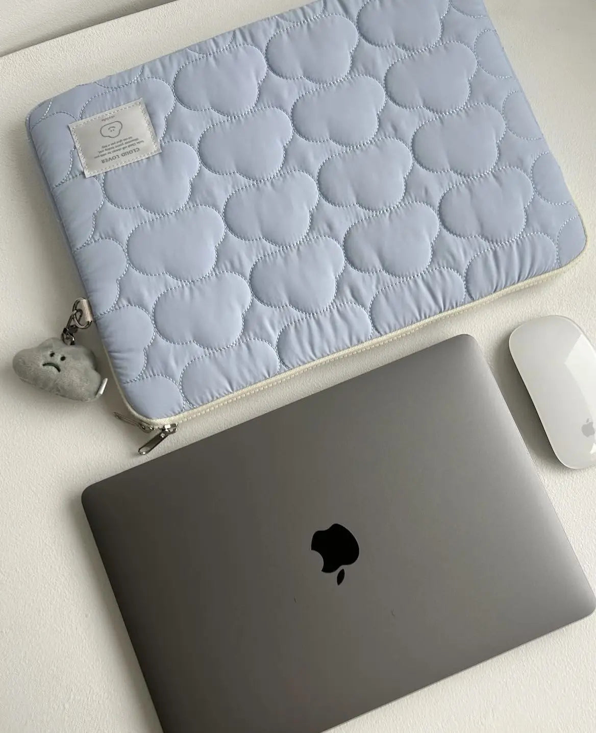 Mânecă de laptop alb și albastru pentru femei pentru calculatoare de 11 până la 15,6 inci