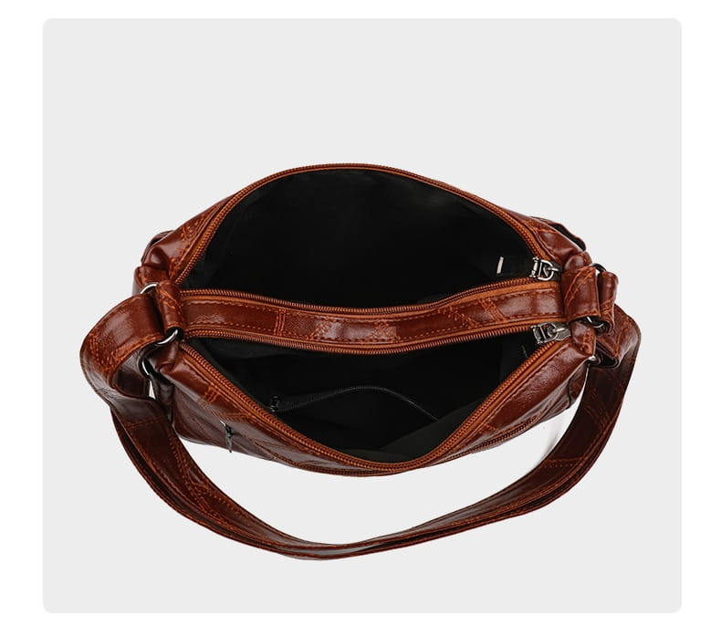 Mála Eagraí Suitcase Leathar PU le póca zipper le haghaidh taistil agus stórála