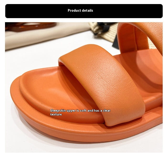 Black Sheepskin Flat Heel Slippers with Rubber Foam Sole