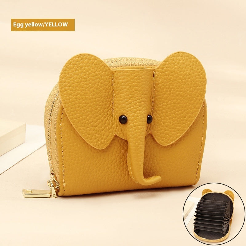 Leather Organ Card Holder Bags Creative Elephant Zipper Wallet Fashion Bag - Zipper Wallet for Trendy Elephants