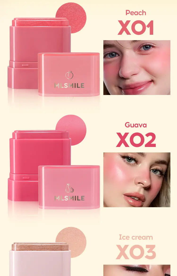 Flat Tube Fruit Blush Stick 10g Cream for Natural Lip and Cheek Color