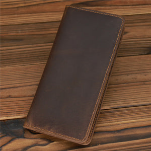 Men’s Fashion Crazy Horse Leather Long Wallet - Men’s Fashion Long Wallet for Crazy Horse Lovers