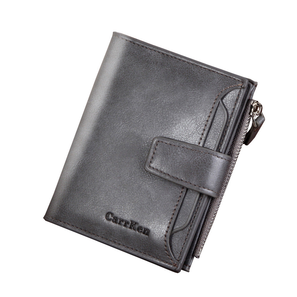 Men’s Wallet Short Button Wallet Large Capacity - Laughing All the Way to the Bank with Leather Wallet