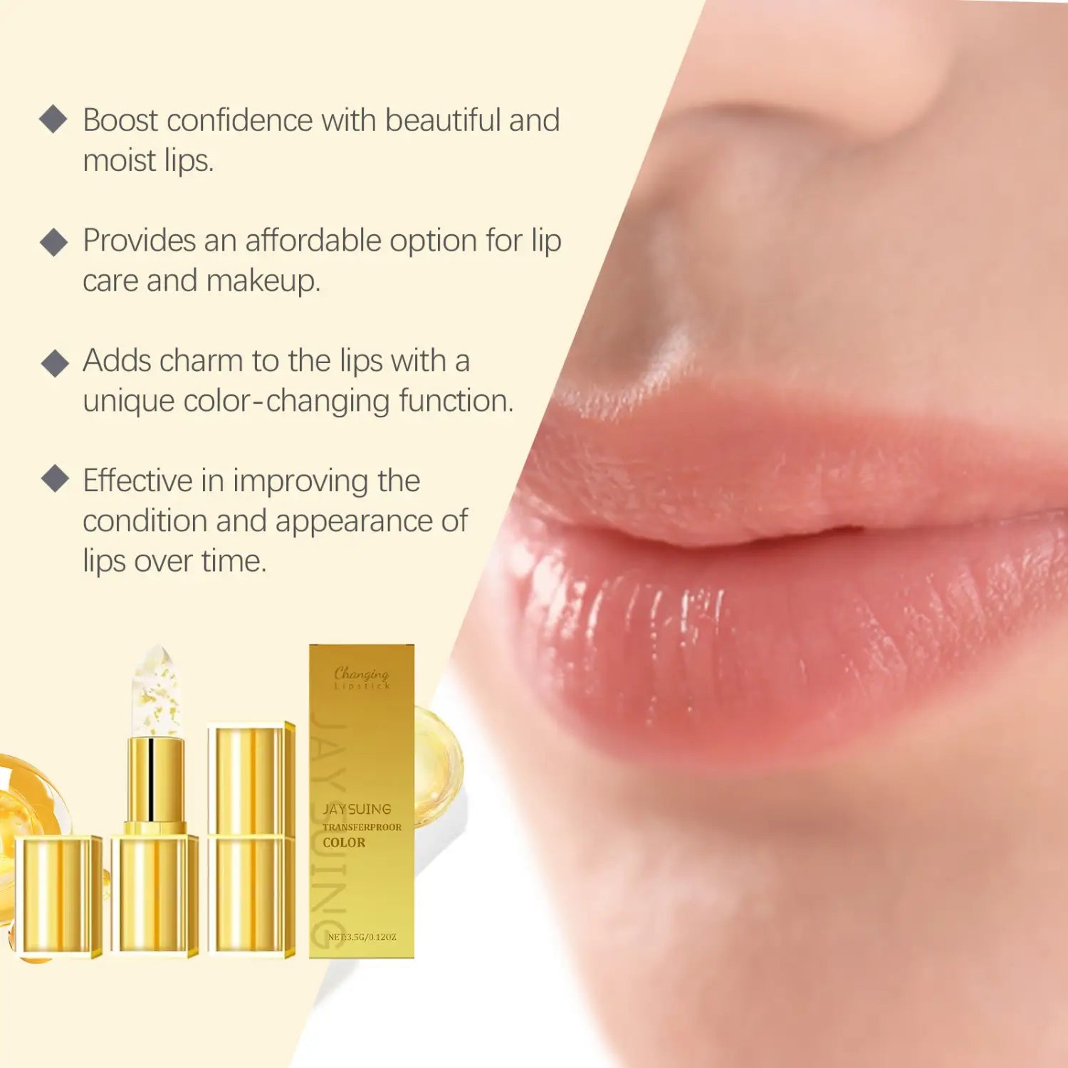 Hydrating Lip Balm with Beeswax Vitamin E Hyaluronic Acid and Gold 3.5g