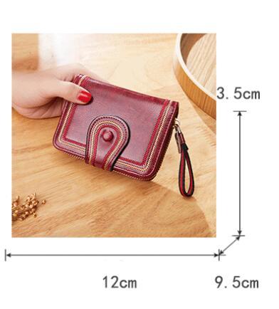 Retro Oil Wax Skin Euro-American Multi-slot Organ Card Bag Zipper Short Style Women’s Purse - Snag This Retro Purse