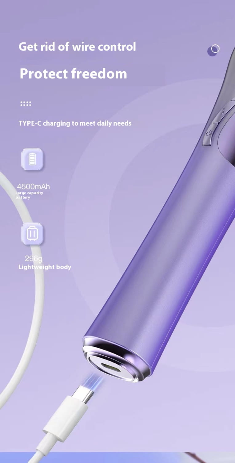 Wireless 32mm Automatic Hair Curler with Lithium Battery and Versatile Design
