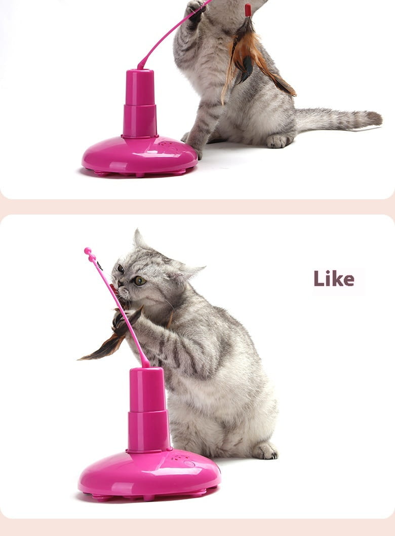 Gatto teaser bacchetta rosa rosa rotatore interattivo giocattolo per gatti