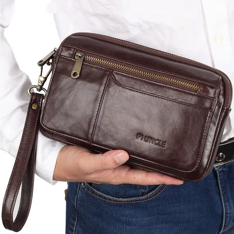 Casual Leather Cortex Bag Clutch with Zipper and Multiple Compartments for United States Buyers
