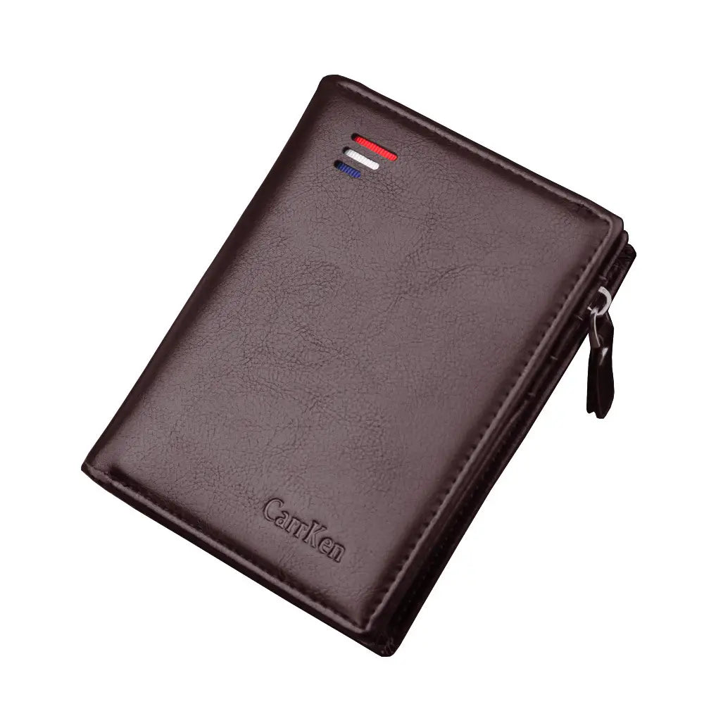 PU Leather Wallet with Opening Zipper Buckle for United States and CHF Buyers