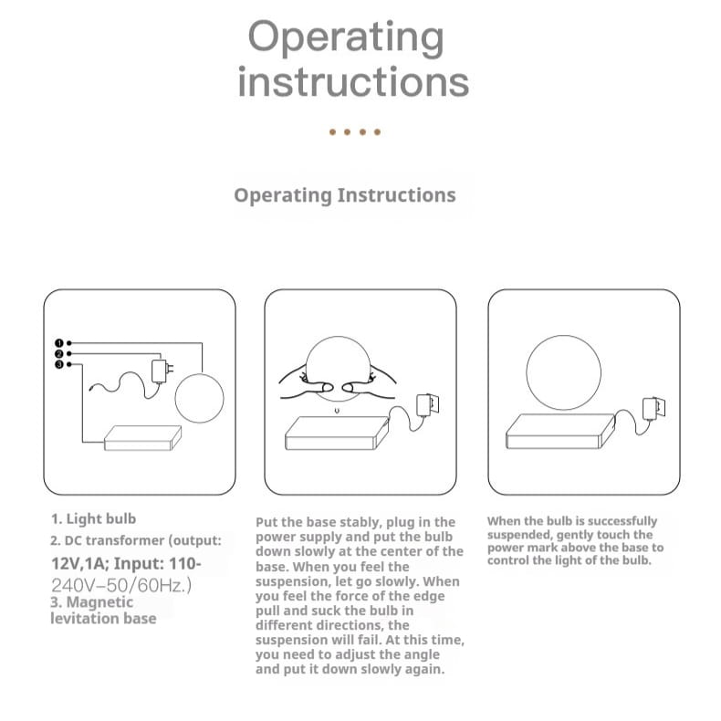 Creative Night Light with Magnetic Suspension Bulb and Charging Base