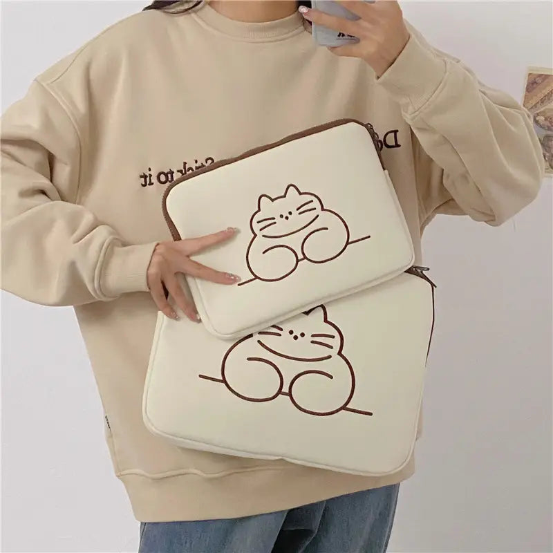 Fat Cat and Sleepy Small Large Nylon Zipper Pet Carrier Bag