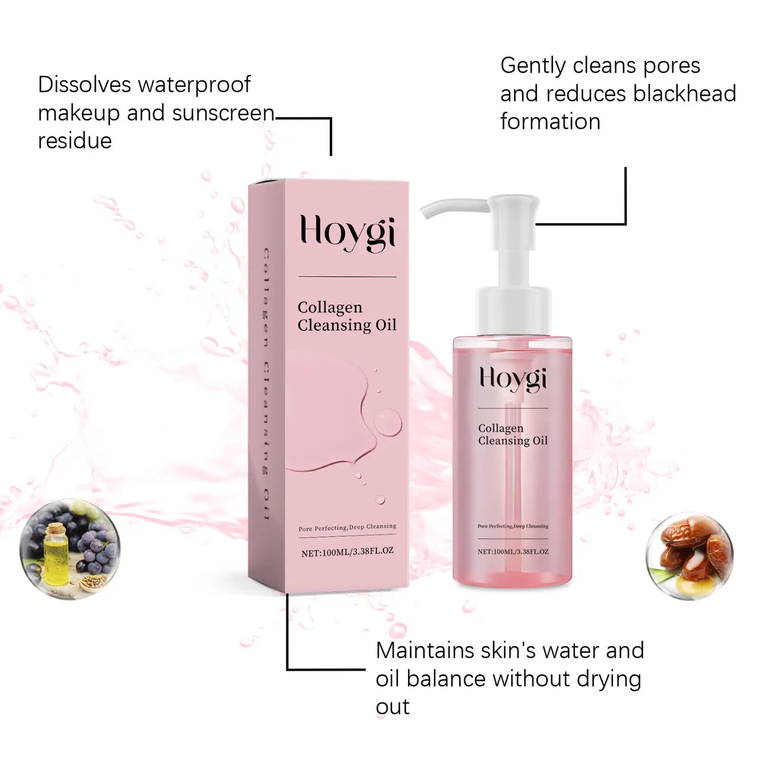 Õrn meigieemaldaja õli koos jojoba ja viinamarjaseemnetega tundliku naha jaoks