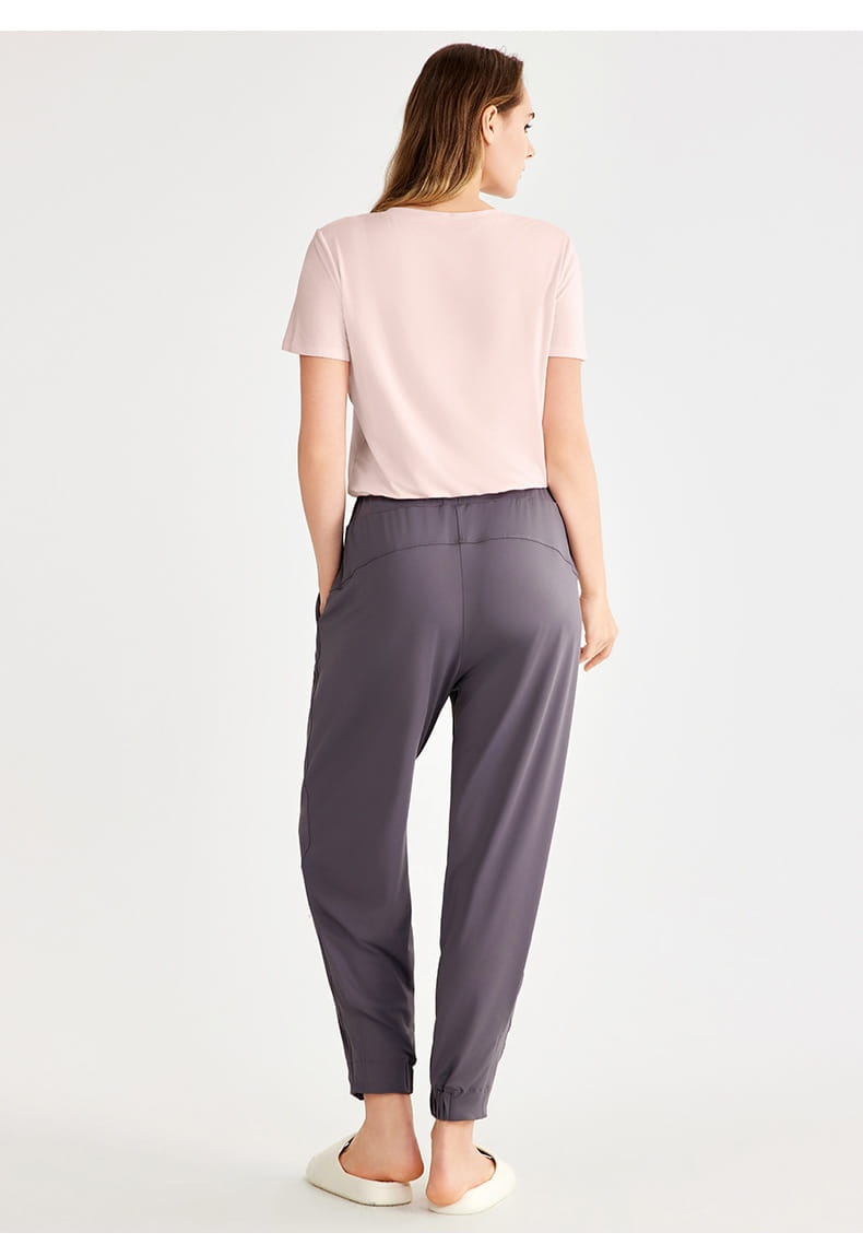 Tricou de antrenament roz roz și negru și negru pentru fitness yoga