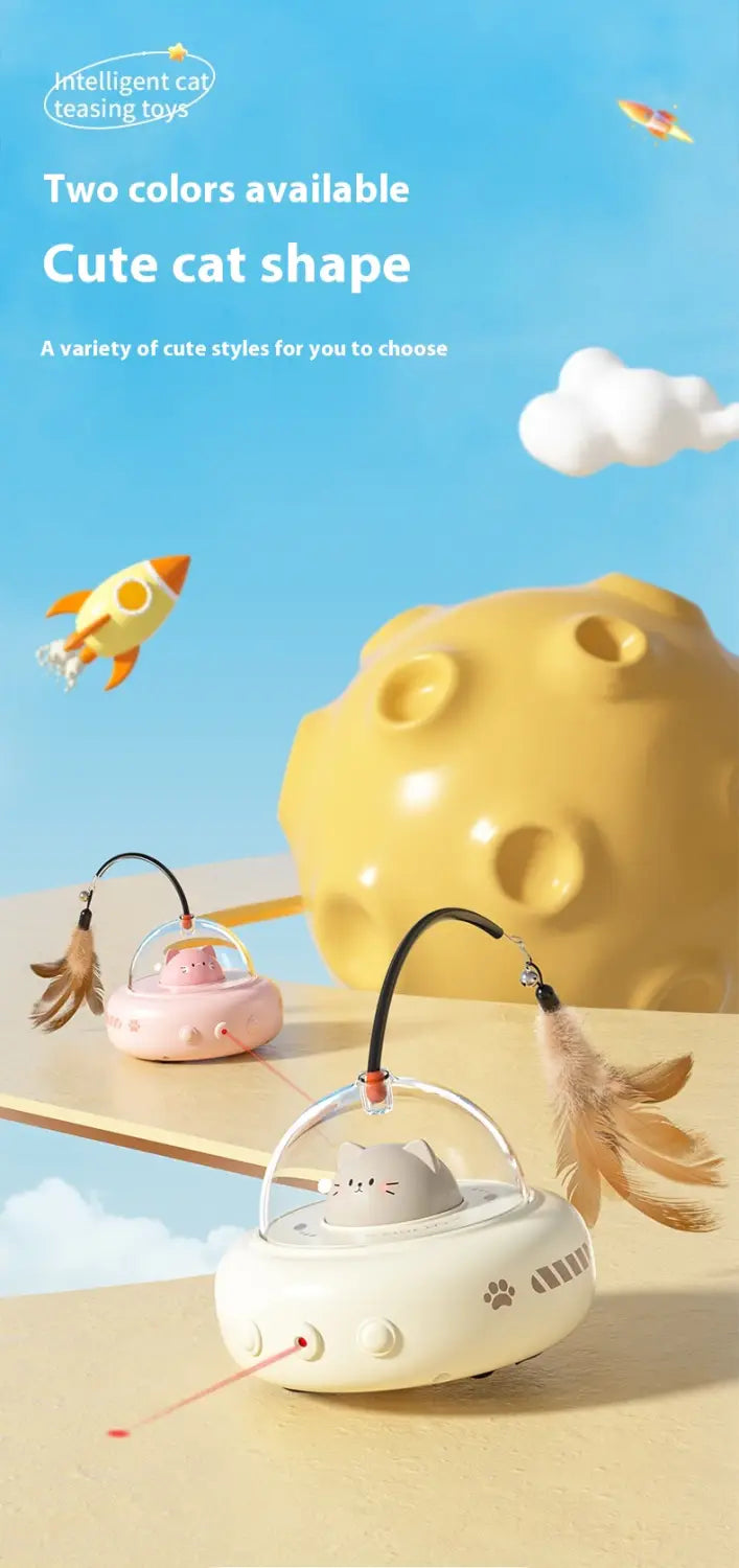 Smart Teaser Cat Toy Electric UFO Stick with Bell Training Haustier Spielzeug Austauschbarer Feather Interaktive Lieferungen Haustiere
