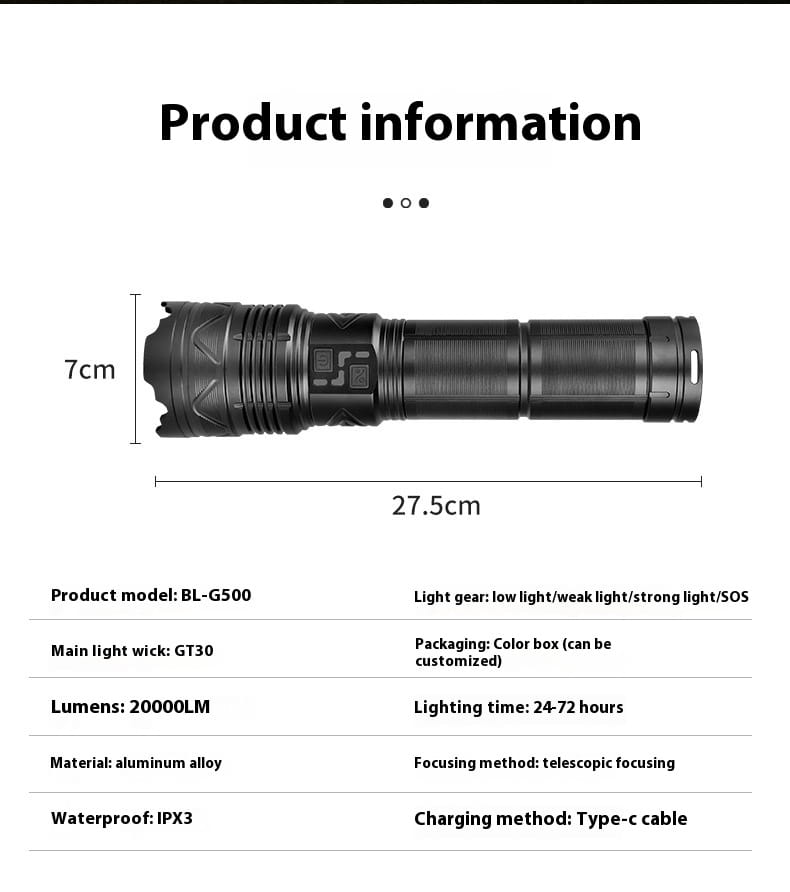 Outdoor Multifunctional Zoom Strong Wire Strap Box with Light Flashlight