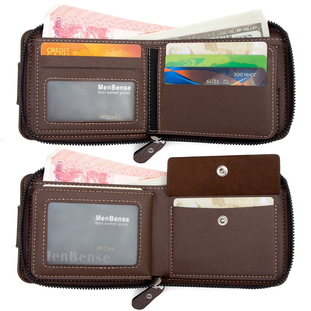 D575-4 Rustic Brown PU Leather Wallet for Men with Polyester Lining - d575-4