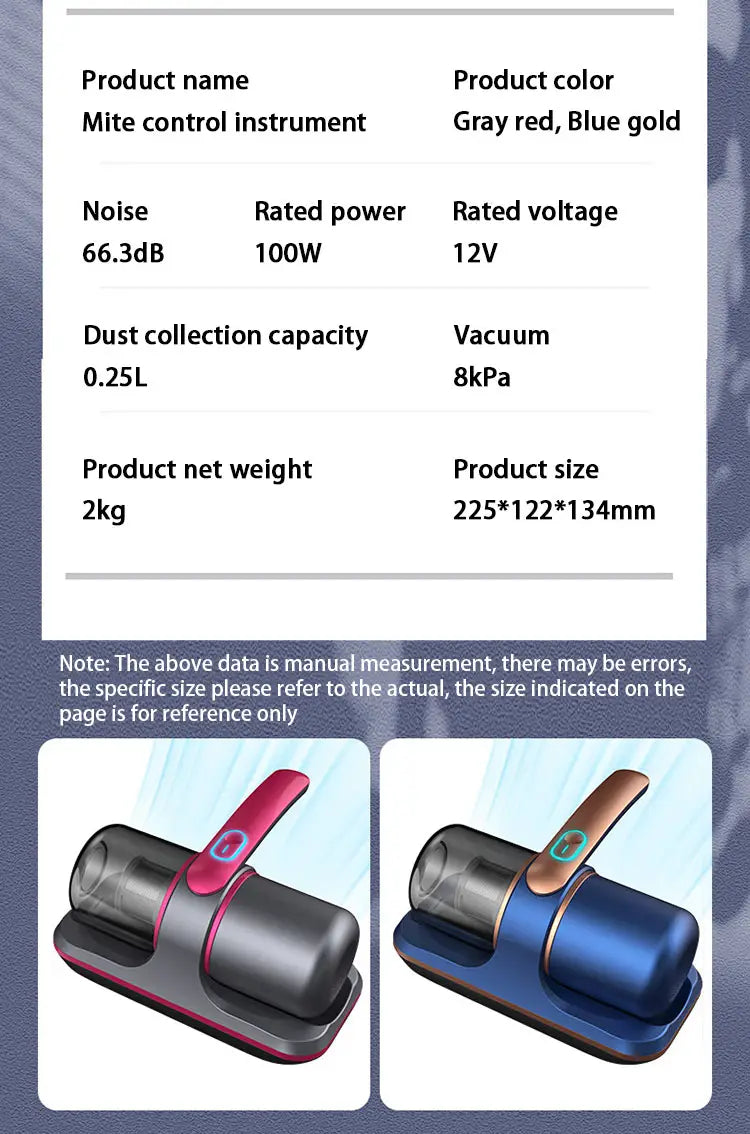 Cordless Bed Vacuum Cleaner for Dust Mite Removal and Home