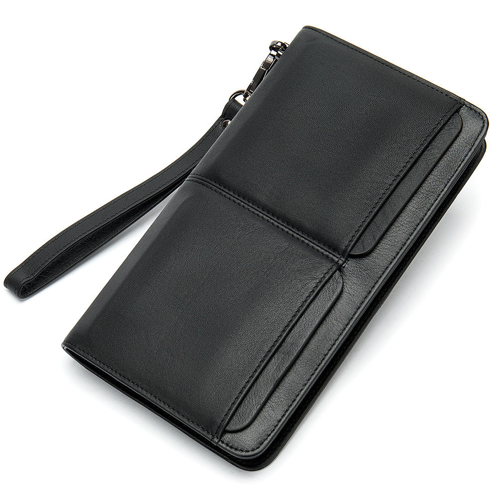 Business Double Pocket Men’s Wallet Long Wallet Multiple Card Slots Genuine Leather Men’s Clutch Clutch - Genuine