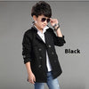 Boys' Mid-length Trend Casual Trench Coat - Black