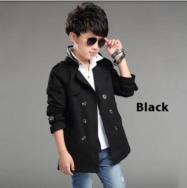 Boys’ Mid-length Trend Casual Trench Coat