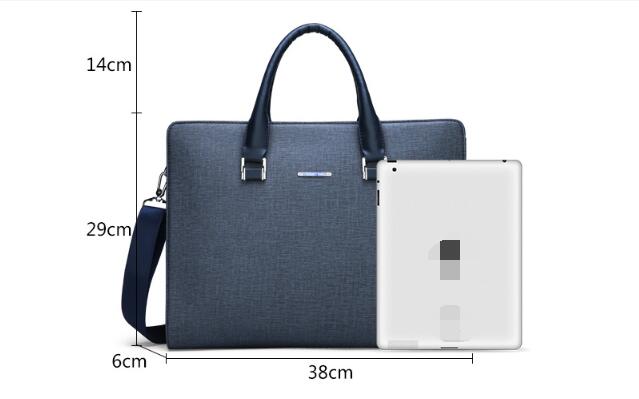 Mens PU Leather Handbag Large Zipper Tote Messenger Shoulder Bag Solid Color