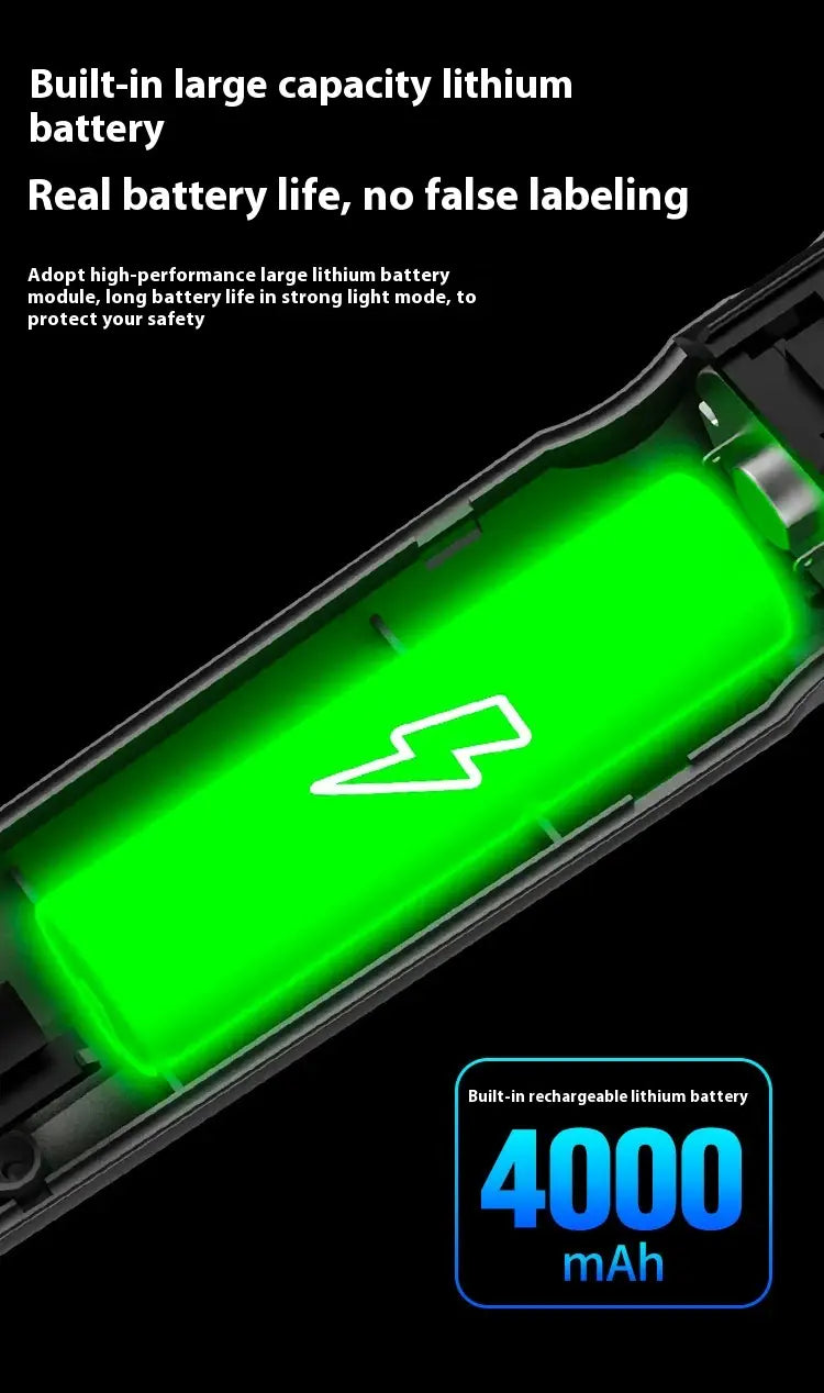 Black Digital Focus Flashlight with Portable Long Endurance and Strong Light