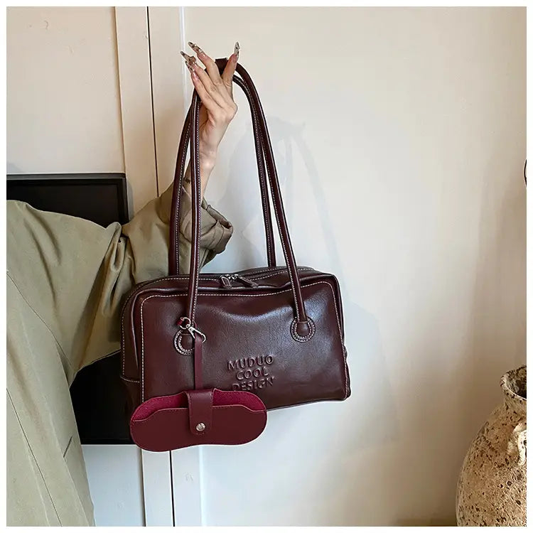 Casual Tote Bag Retro Fashion Polyester Cotton Brown and Red