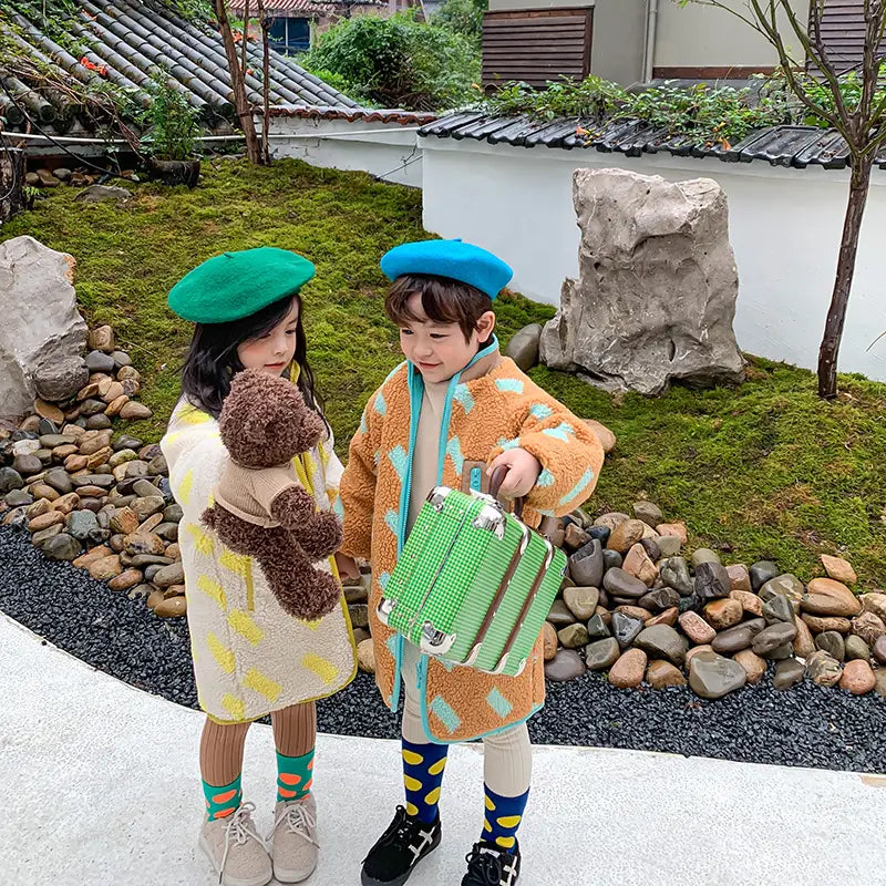 Children’s Winter Fur Zipper Coat with Long for Kids 3-8