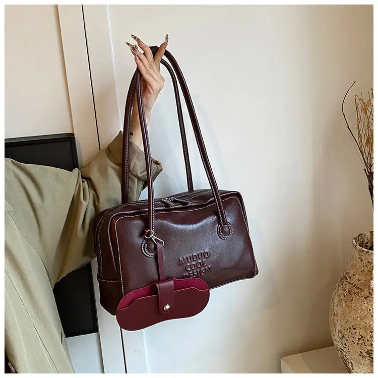 Casual Tote Bag Retro Fashion Polyester Cotton Brown and Red