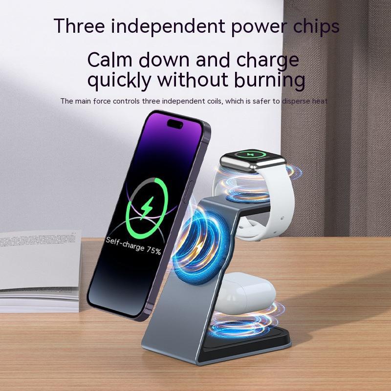 Three-in-one Magnetic Wireless Charger - Charge Like a Pro with This Wireless Charger Wonder