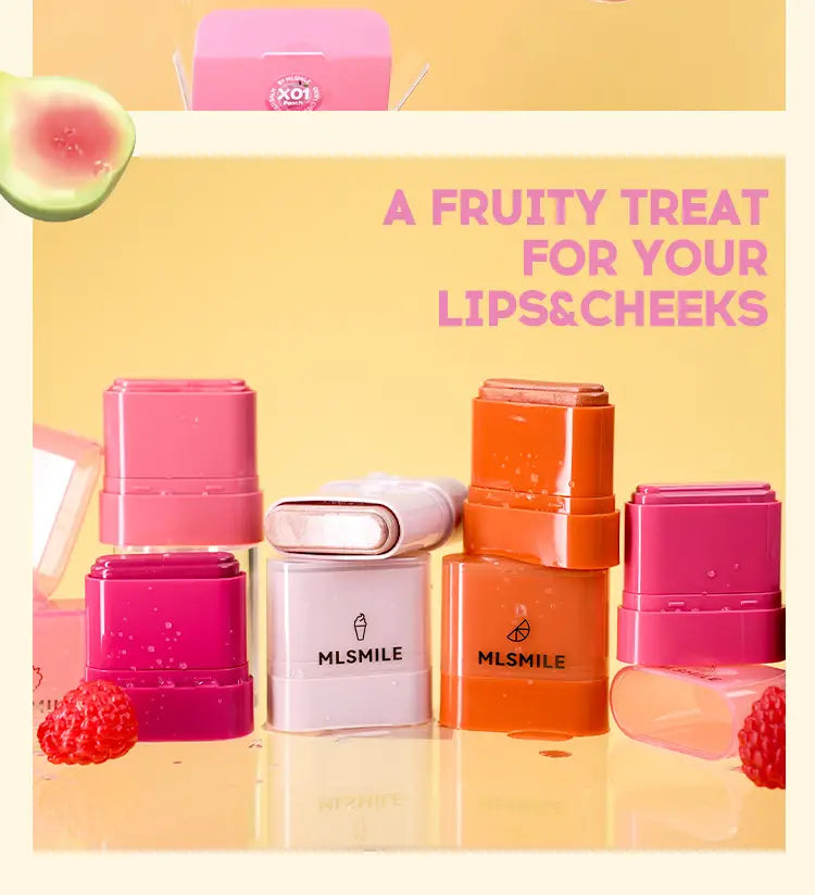 Flat Tube Fruit Blush Stick 10g Cream for Natural Lip and Cheek Color