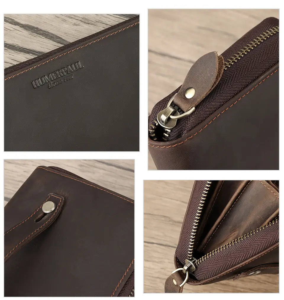 Genuine Leather Layer Cowhide Wallet with Anti-Theft Card Slot