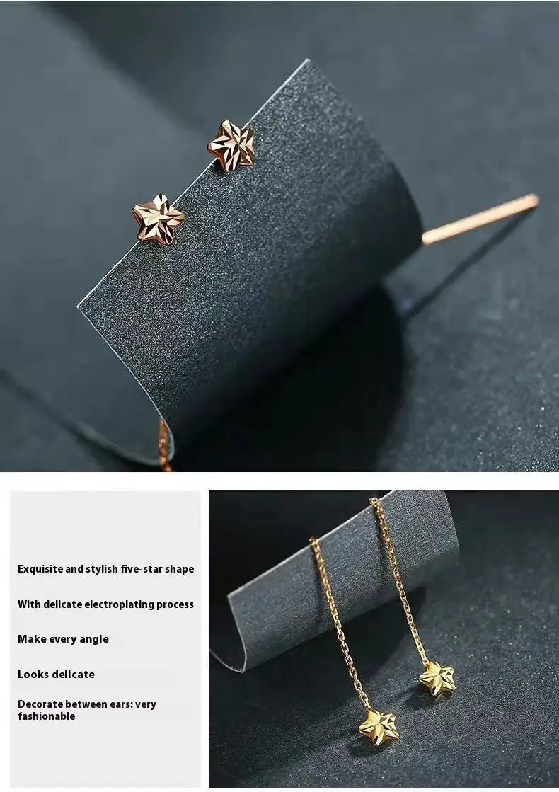 18K Gold Star Ear Line Au750 Gold Plated Earrings