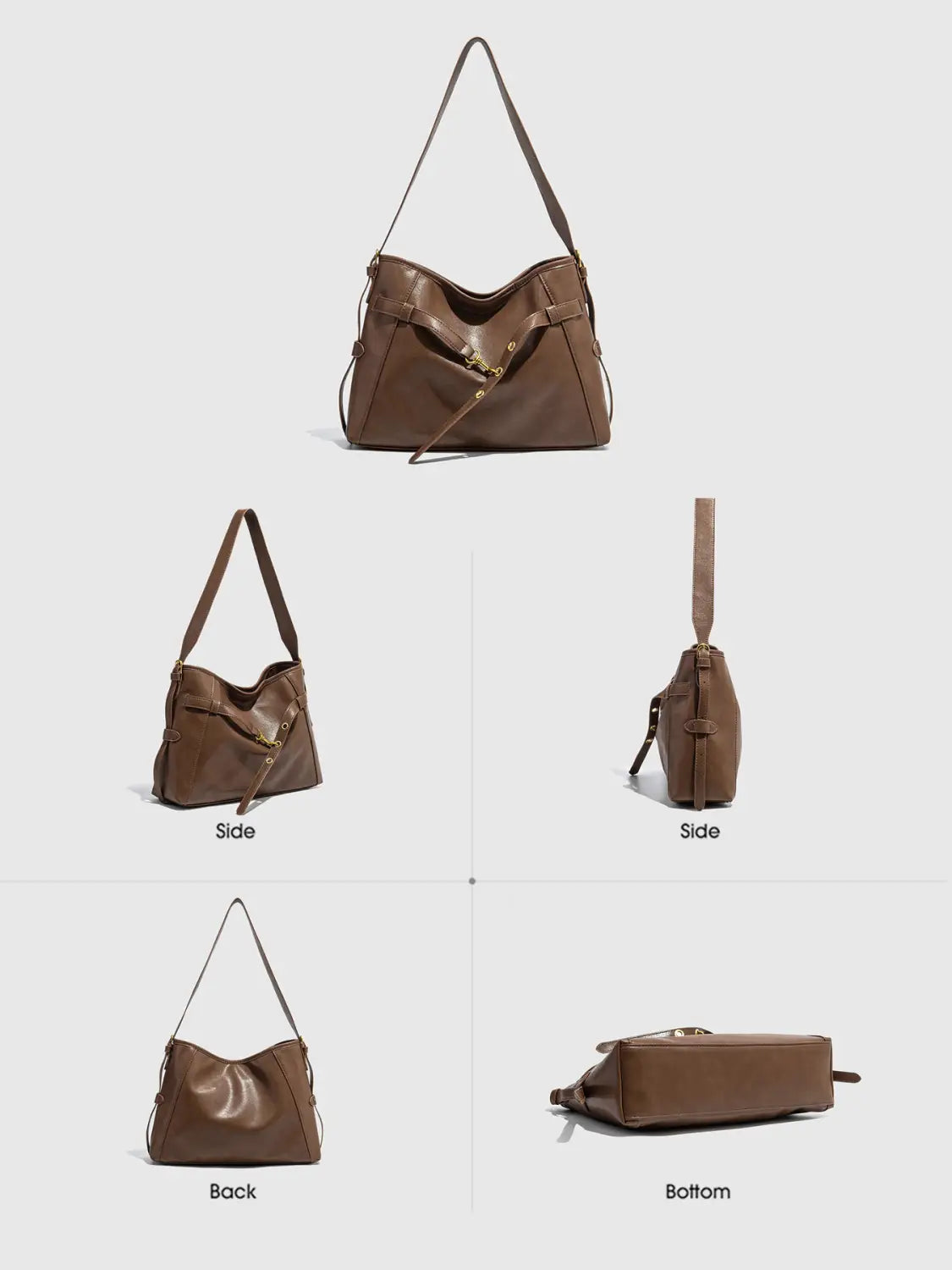 Medium mjuk pu läder resväska brun svart vertikal resebagage väska