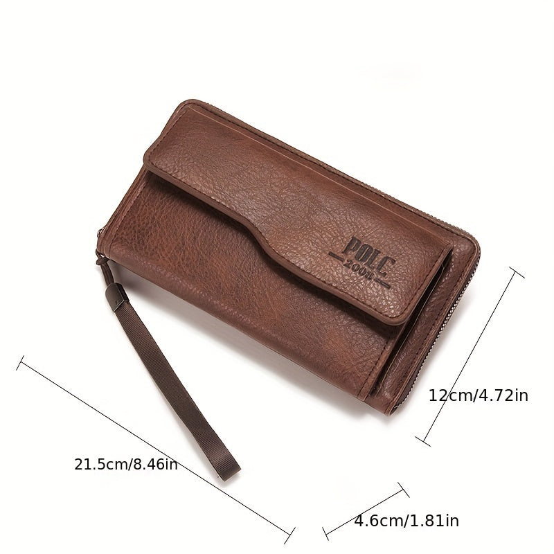 New Men’s Wallet Long Fashion Soft Wallet Zipper Multi-card Wallet Mobile Phone Bag Large Capacity - The Wallet