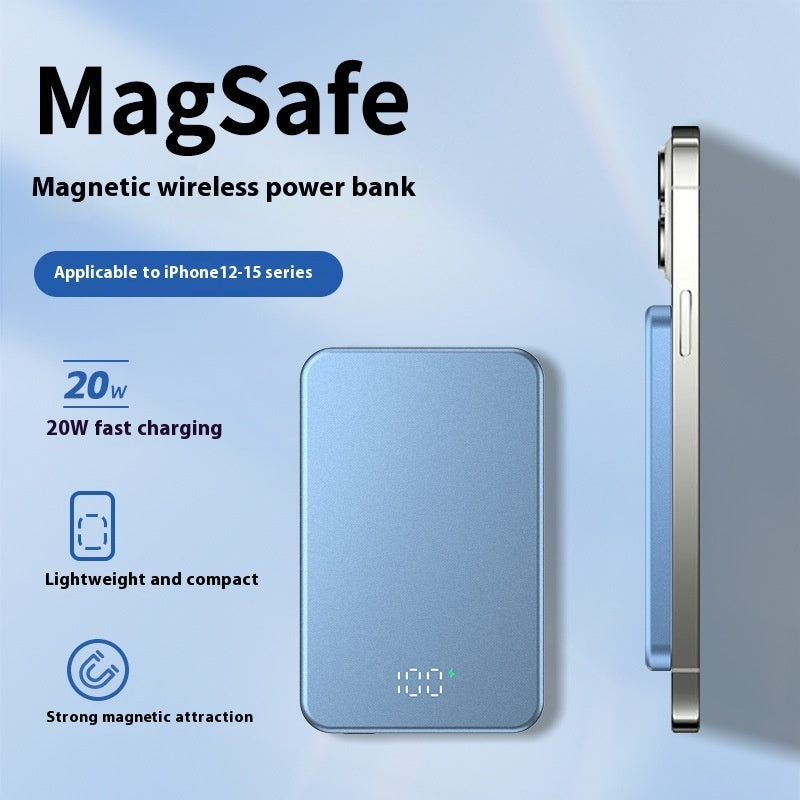 Digital Display Aluminiumlegering Lett Magsafe Magnetisk Trådløs Power Bank 