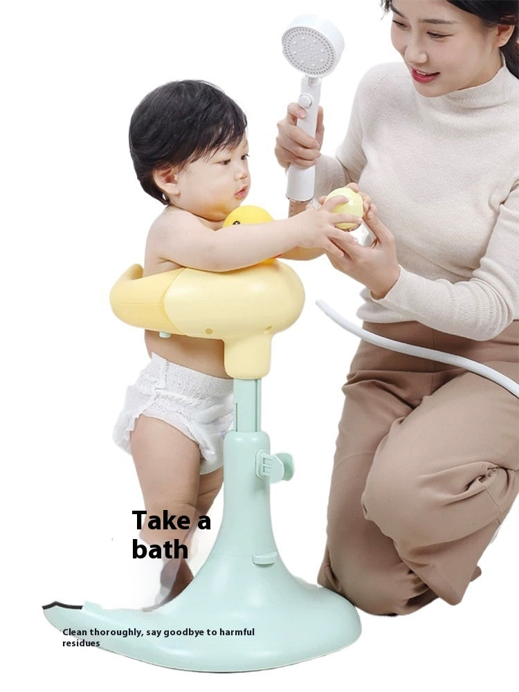 Baby Standing Red Mouth Duck Bath Table Hands-free Shower Non-slip Spine Protection Adjustable - Quack Up Bath Time