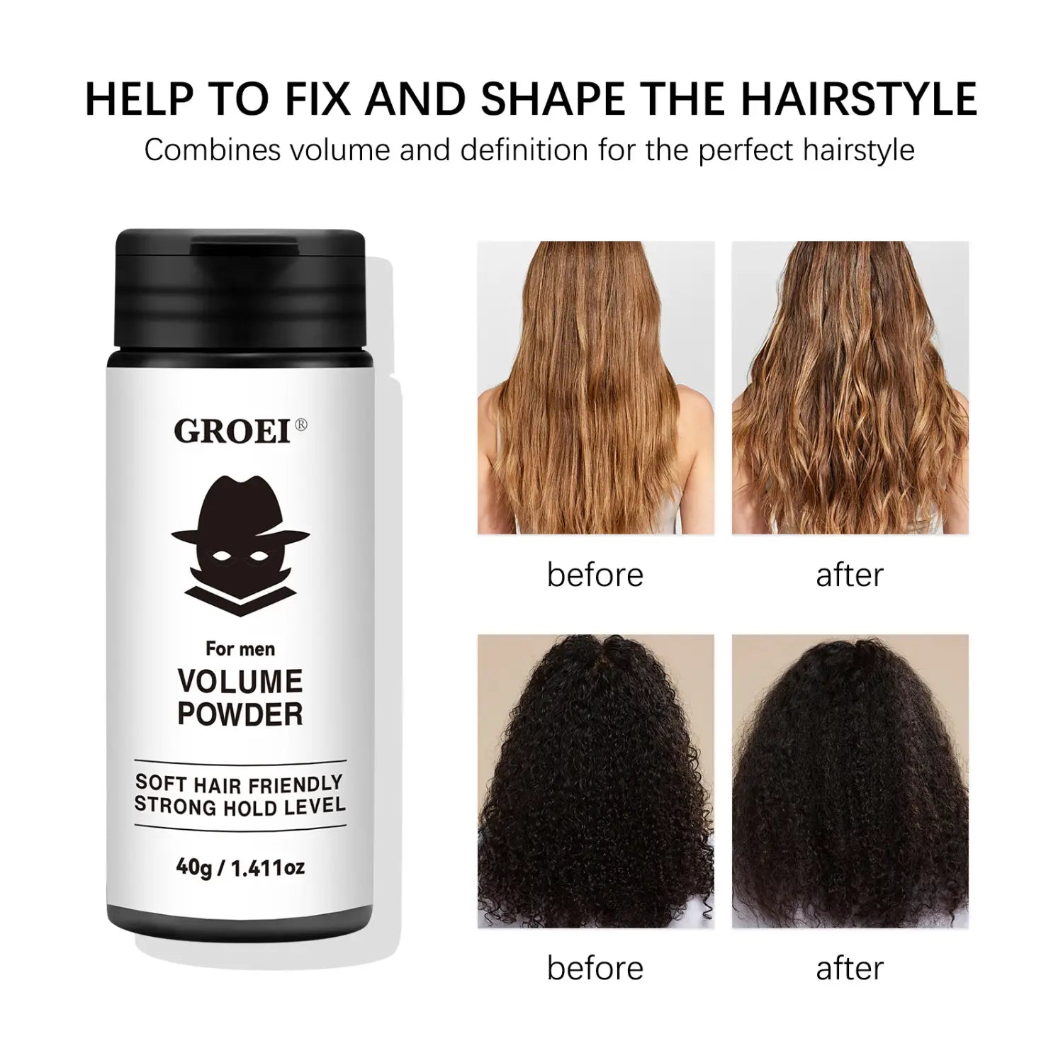 Poudre de style de commande d'huile avec formule 40g rafraîchissante