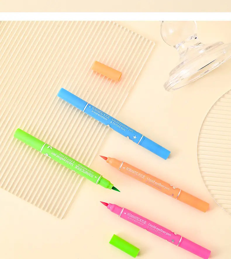 Dual Tip Liquid Eyeliner with Stamp Pen for Precise Eye Makeup