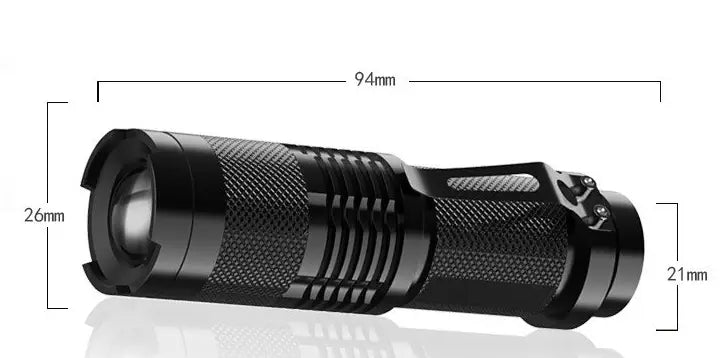 Strong Light Flashlight with Zoom Focus and Purple Highlight for Outdoor